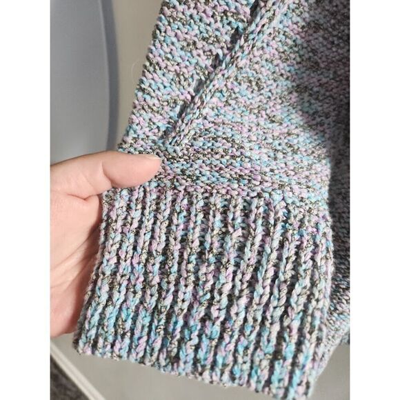 Talbots Women  Blue,Grey, Purple Open Knit/Pointelle Cotton Sweater size 2XP - Picture 4 of 9